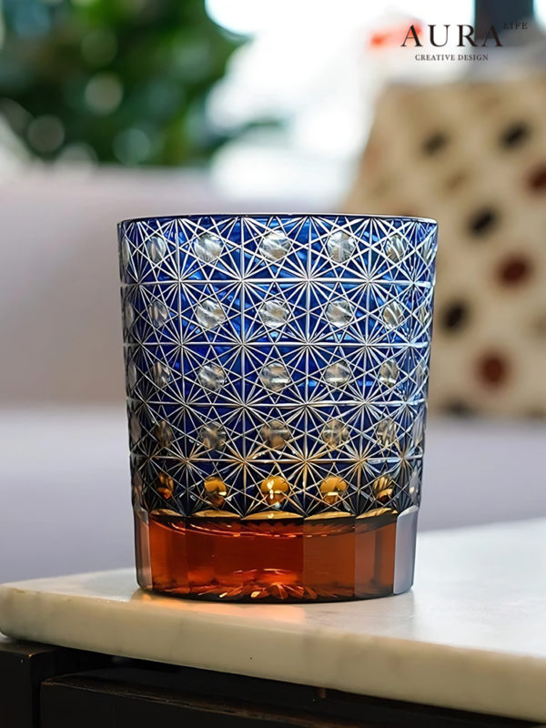 AURA'S Edo Kiriko crystal glass wine glass high-end Japanese retro handmade foreign wine glass gift box - Image 4