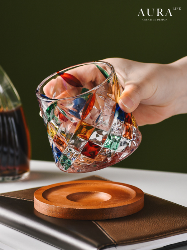 AURA'S high-looking thickened colored glass rotating high-end whiskey glass engagement wine glass with base - Image 3