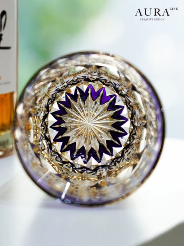 AURA'S Purple Dawn Edo Kiriko hand-carved crystal glass Japanese high-end whiskey glass - Image 3