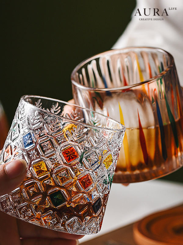 AURA'S high-looking thickened colored glass rotating high-end whiskey glass engagement wine glass with base - Image 2