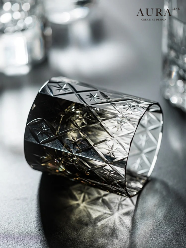 AURA'S limited edition jet black star K9 lead-free crystal cup Edo Kiriko cup whiskey cup gift cup - Image 1