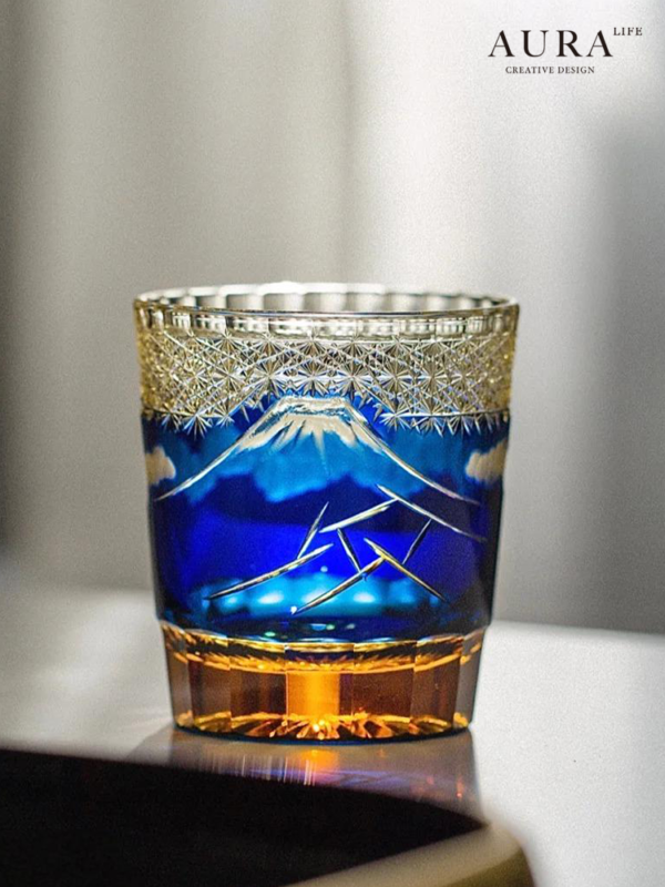AURA'S Mount Fuji Edo Kiriko hand-carved glass wine glass, high-end whiskey wine glass gift box - Image 3