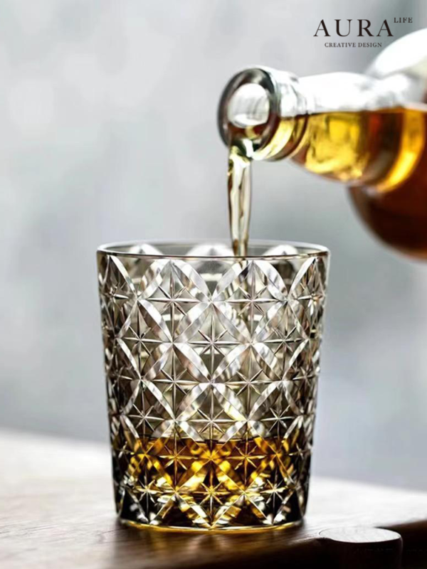 AURA'S Edo Kiriko Shippo light luxury crystal cup high-end whiskey cup crystal glass wine cup - Image 3