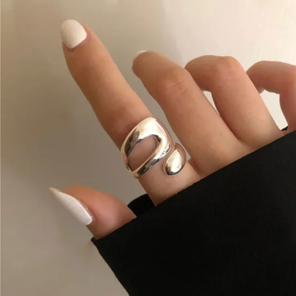 Minimalist 925 Sterling Silver Rings for Women Fashion Creative Hollow Irregular Geometric Birthday Party Jewelry Gifts - Image 4