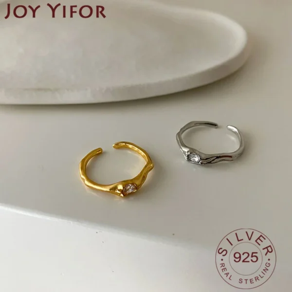 BFCLUB Silver Color Rings For Women Zircon Gold Plated Opening Handmade Anillos Trendy Trendy Fashion Fine Jewelry - Image 2