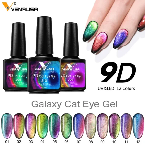 kf-H31e47e141a094ec69c4ddbe23c6567b0E New Nail Art Design Manicure Venalisa Soak Off Enamel 9d Cat Eyes Magnetic Gel Polish UV LED Gel Nail Polish Lacquer Varnish - Image 1
