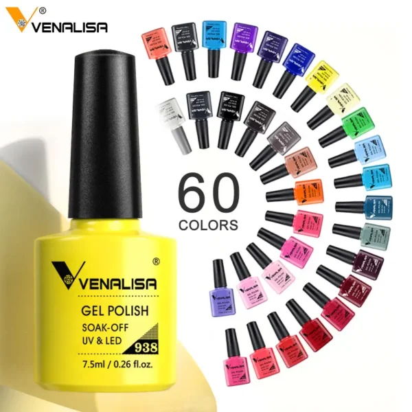 Venalisa 7.5ml Nail Gel Polish 60 Color Glitter Color Nail Varnish For Nail Art Manicure Top Coat Soak Off Enamel UV Gel Varnish - Image 2