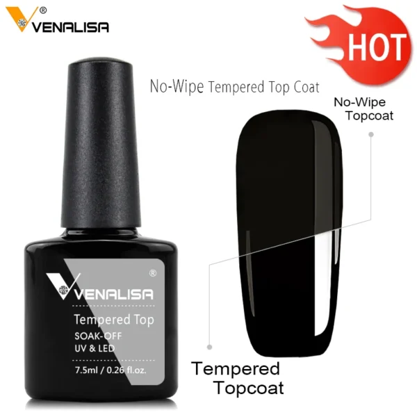 Hot Sell Venalisa Nail Art 7.5ml Tempered Top Coat Matt Top Primer Base Coat Color Gel Nail Polish UV Gel Soak Off Manicure - Image 3