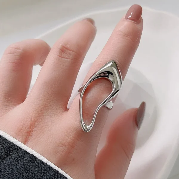 925 Sterling Silver Rings For Women Trendy Fashion O White Stone Hug Hollowout Shape Handmade Couple Jelwery For Party Gift - Image 5