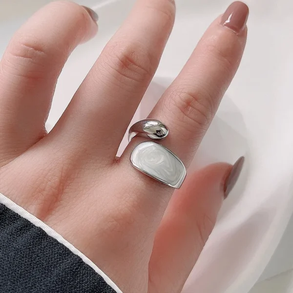 925 Sterling Silver Rings For Women Trendy Fashion O White Stone Hug Hollowout Shape Handmade Couple Jelwery For Party Gift - Image 3