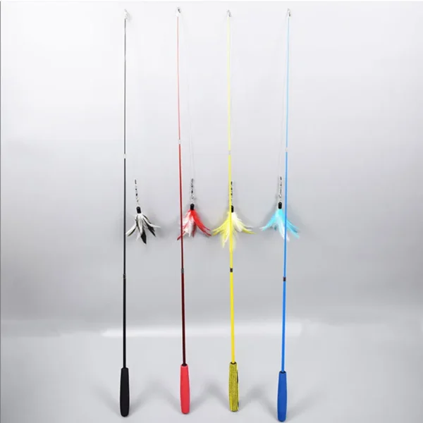 Interactive Cat Feather Toy Feather Teaser Stick Wand Pet Retractable Feather Bell Refill Replacement Catcher Product for Kitten - Image 6