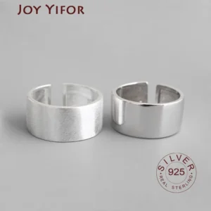 925 Sterling Silver Chic style Open Ring For Women Big Smooth Wide Face Rings for Women Punk Style Bijoux Femme