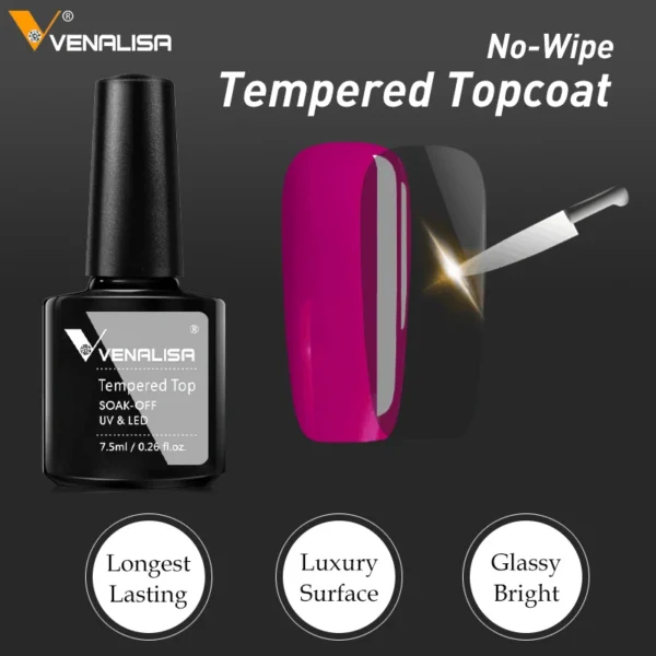 Hot Sell Venalisa Nail Art 7.5ml Tempered Top Coat Matt Top Primer Base Coat Color Gel Nail Polish UV Gel Soak Off Manicure - Image 5