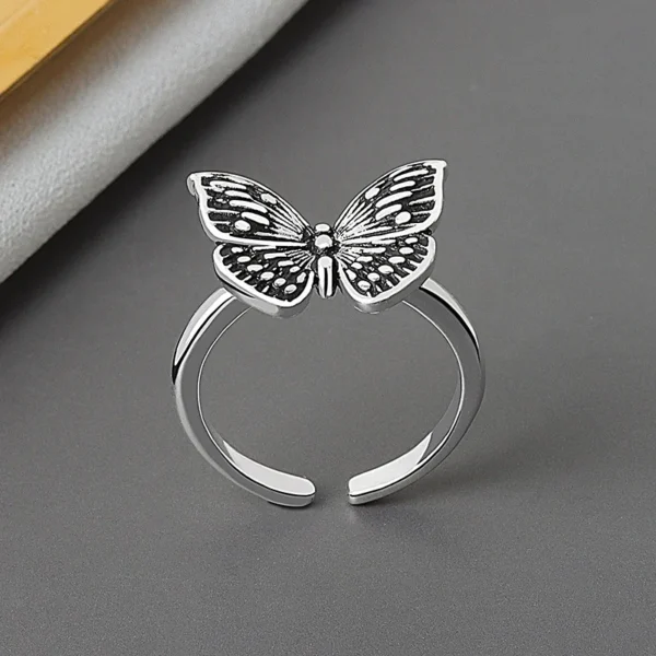 Real 925 Sterling Silver Geometric butterfly shape Adjustable Ring Minimalist Fine Jewelry For Women Party Gift - Image 5