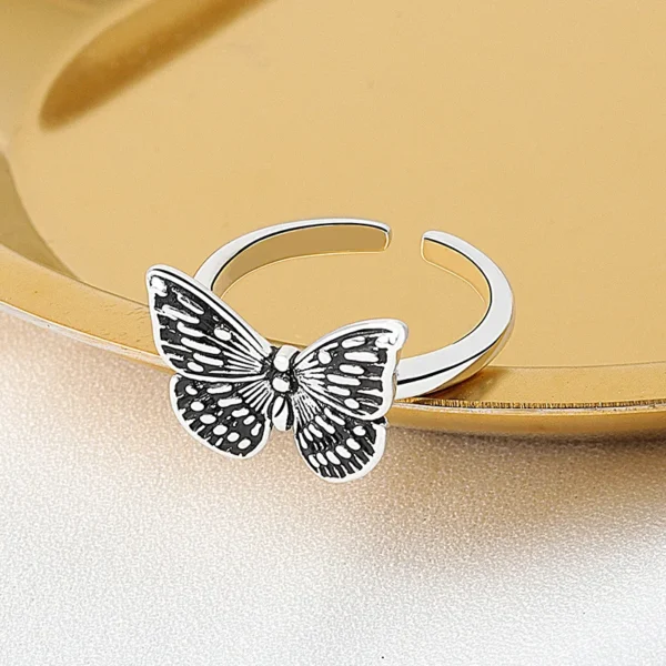 Real 925 Sterling Silver Geometric butterfly shape Adjustable Ring Minimalist Fine Jewelry For Women Party Gift - Image 4