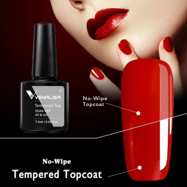 #70916 Venalisa nail art design make up super-flexible shinning long lasting high gloss no wipe tempered toughened glass topcoat - Image 3