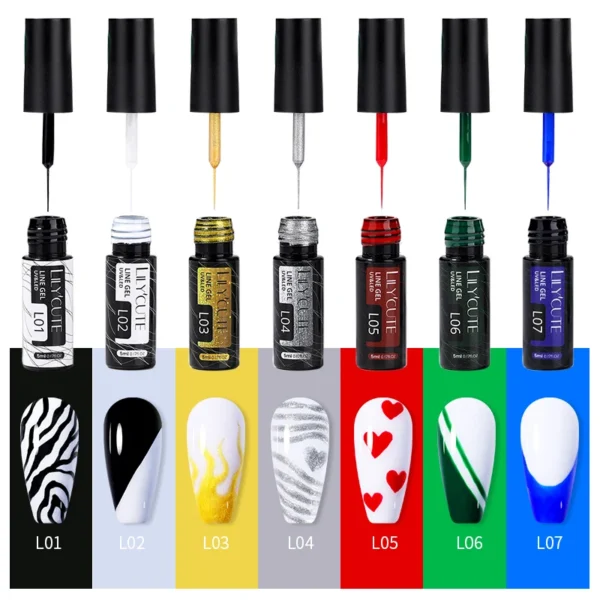 LILYCUTE Liner Gel French Nail Gel Polish UV LED Painting Gel Nail Art Design Gorgeous Glitter Color DIY Drawing Gel Varnishes - Image 3