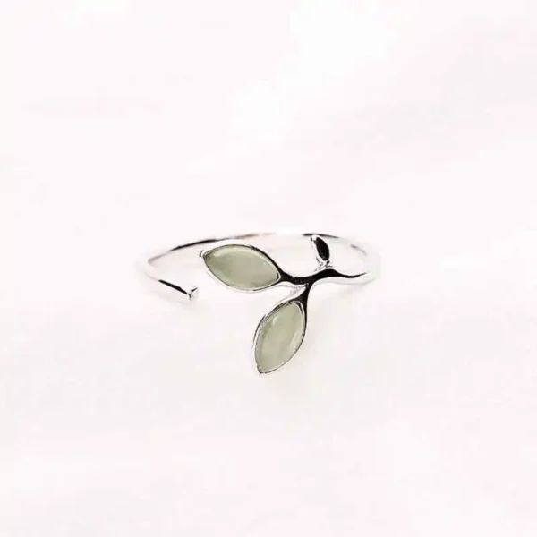 Hot Sale Korean Green Opal Leaf Leaves 925 Sterling Silver Open Rings for Women Girls Ladys Fashion Jewelry Gift YRI135 - Image 4