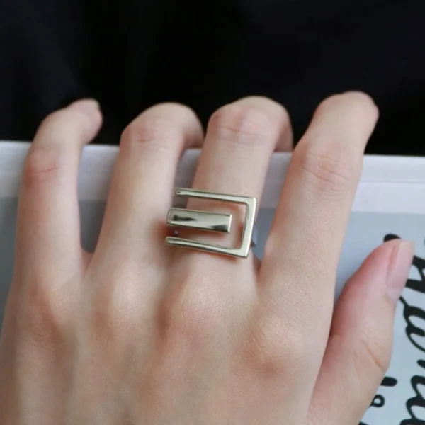 Minimalist 925 Sterling Silver Width Rings For Women Trendy Creative France Gold Plated Elegant Bride Jewelry Gifts - Image 4