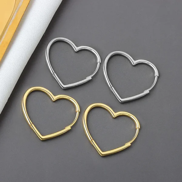 925 Sterling Silver Earrings Charm Women Trendy Jewelry Vintage Simple Retro Party Accessories Gifts Heart Gold Earring - Image 5