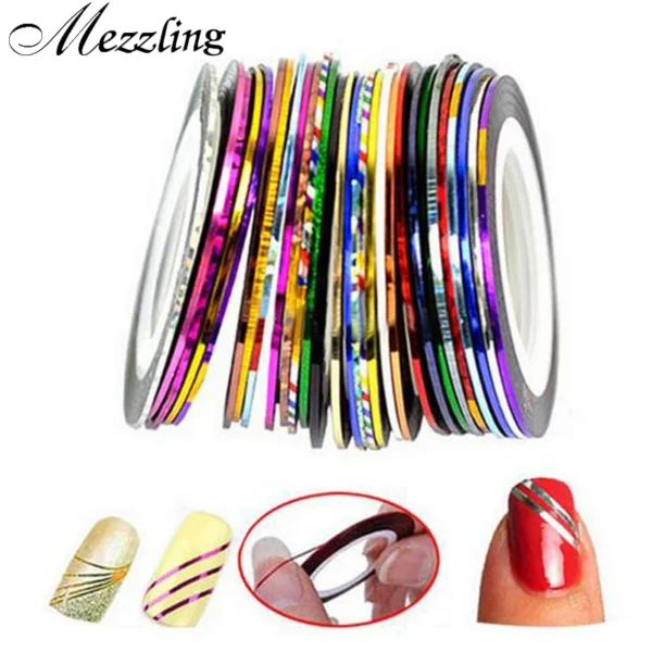 kf-HTB1BbGBPFXXXXbJapXXq6xXFXXXq 10pcs Nail Striping Tape Metallic Yarn Line 3d Nail Art Tool Color Rolls Nail Decals DIY Nail Tips Sticker Decoration - Image 1