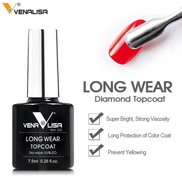 VENALISA New Arrival Long Wear Tempered Nowipe Top Coat Easy Peel Off Water Base Coat Basic Nail Gel Polish Enamel Varnish gels - Image 4