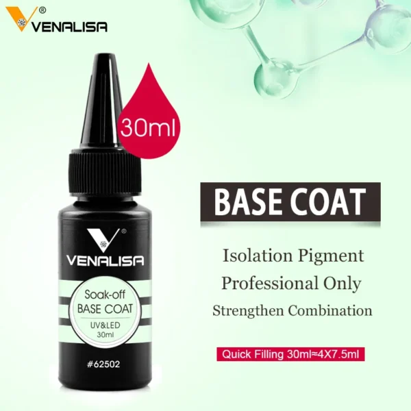 Venalisa Refillment 30ml TPO FREE Nail Art Soak Off UV/LED No Wipe Top Coat Base Coat Builder Nail Gel Matt Tempered TopCoat - Image 2
