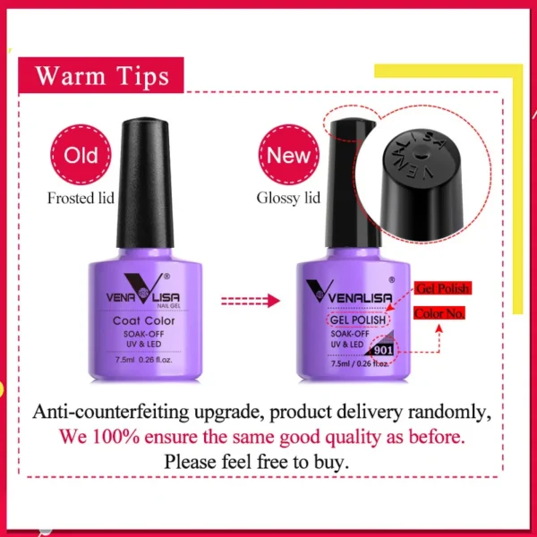 Venalisa Long Wear Top Coat Tempered Top Coat Peel Off Base Coat Color Nail Gel Polish Beautiful Semi Permanent Nail Gel Enamel - Image 4