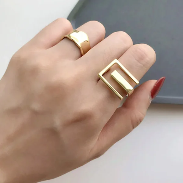 Minimalist 925 Sterling Silver Width Rings For Women Trendy Creative France Gold Plated Elegant Bride Jewelry Gifts - Image 5