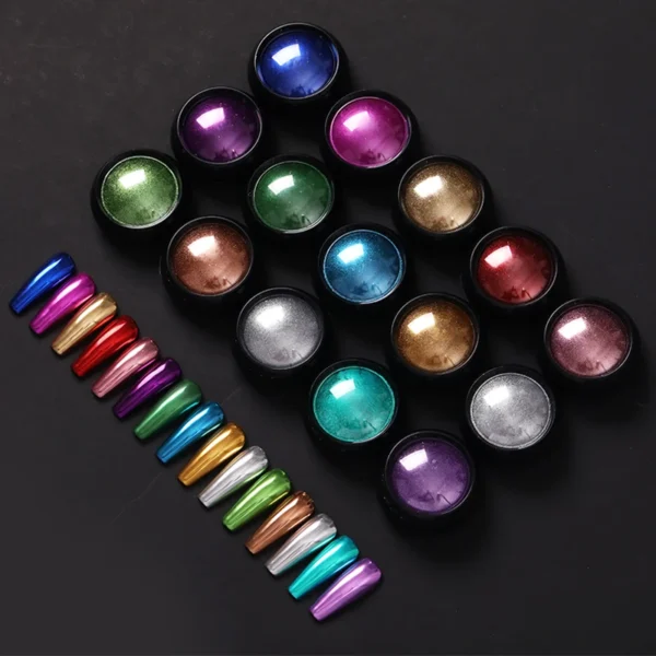 1Box Nail Metal Glitter Powder Metallic Colorful Dust Metal Effect Nail Glitter Gold Nail Art UV Gel Polish Flakes Dust - Image 2