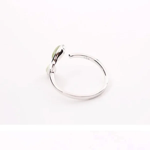 Hot Sale Korean Green Opal Leaf Leaves 925 Sterling Silver Open Rings for Women Girls Ladys Fashion Jewelry Gift YRI135 - Image 5