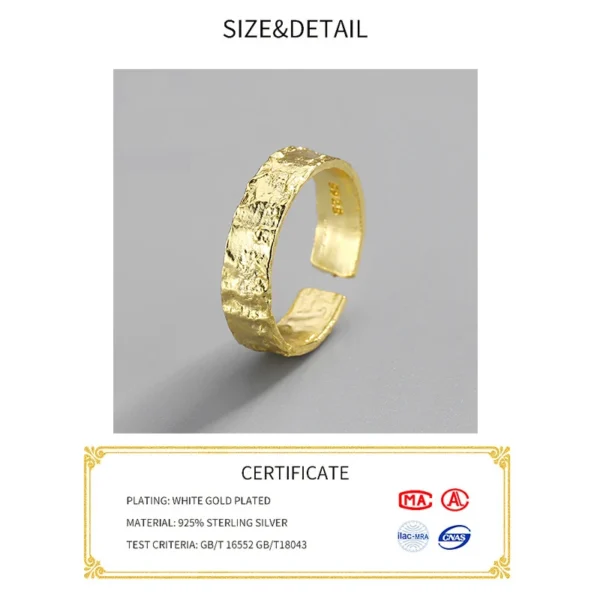 Irregular Rock Texture Gold Ring Women Rings 925 Sterling Silver Anillo Plata 925 Mujer Parure Bijoux Femme 2020 Bague - Image 2