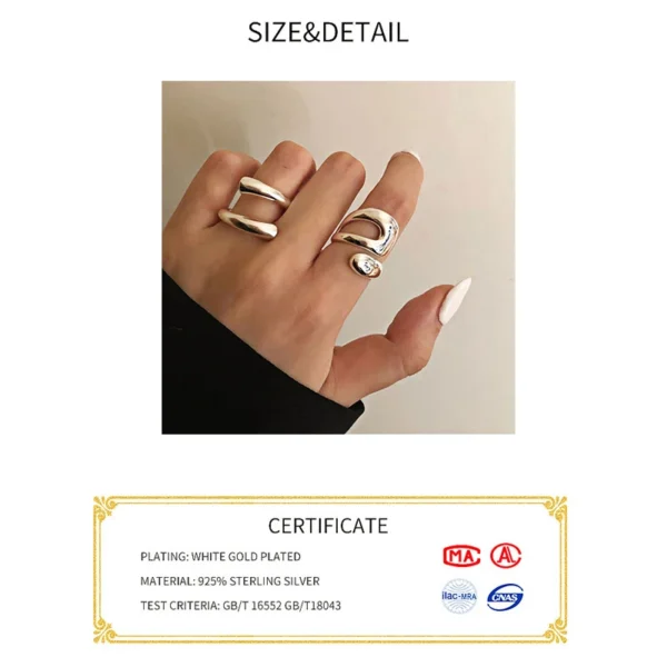 Minimalist 925 Sterling Silver Rings for Women Fashion Creative Hollow Irregular Geometric Birthday Party Jewelry Gifts - Image 2