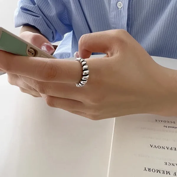 925 Sterling Silver Rings for Women Men Couple Minimalist Handmade Simple Retro Strip Ring Party Jewelry Gift Prevent Allergy - Image 2