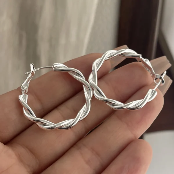 925 Sterling Silver Vintage Earrings For Women Simple Round Interware Earring Jewelry Prevent Allergy Party Accessories Gift - Image 7