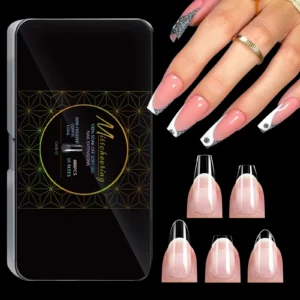 480pcs Translucent Acrylic Long Fake Nails Almond French Coffin Full Half Cover False Nails Artificial Nail Soft Gel Tips