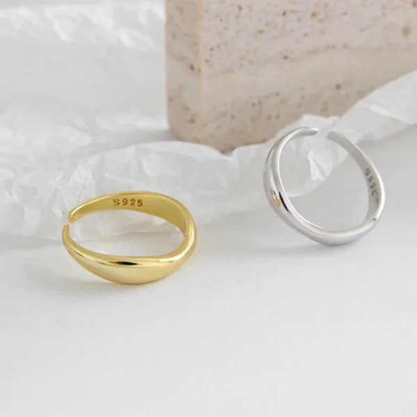 925 Sterling Silver Simple Ring For Women Fine Jewelry Finger Adjustable Open Vintage Ring For Party Birthday Gift - Image 2