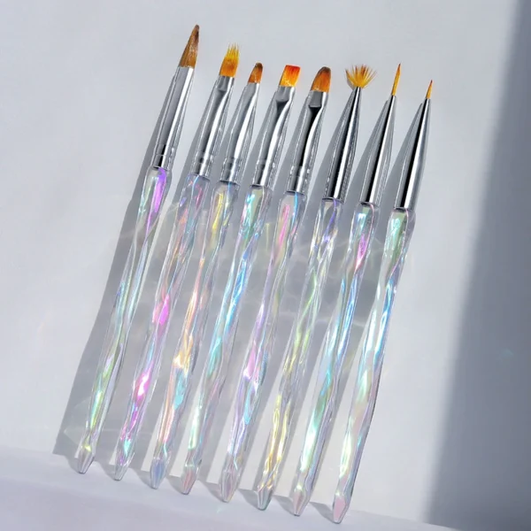 Misscheering 8pcs/set Aurora Acrylic Nail Art Painting Pens for Nail Design Soft Slender Brush Gradient Gel Drawing DIY Brush - Image 1
