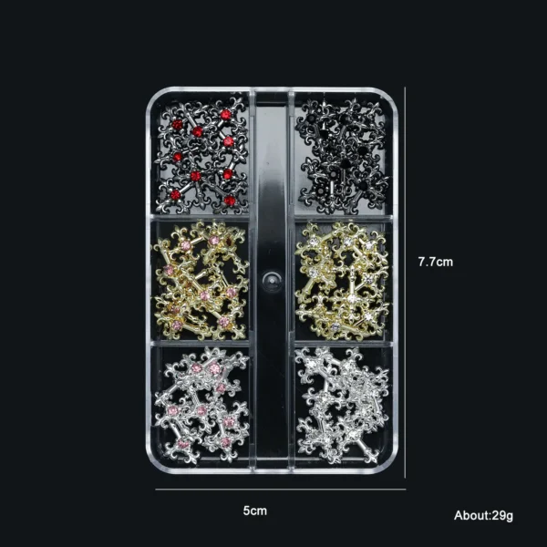 3d cross nail art zircon embedded retro alloy rhinestones Y2K gothic punk metal style nail accessories DIY charm nail decoration - Image 6