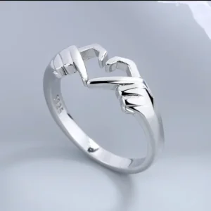 925 Sterling Silver Rings For Women Men Fine Jewelry Finger Adjustable Open Hug Heart Ring For Party Birthday Gift