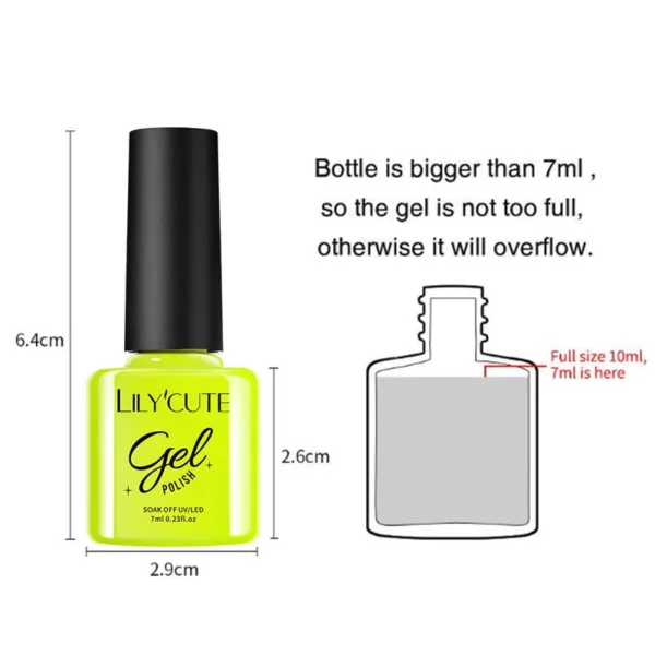 LILYCUTE 7ml Fluorescent Neon Gel Nail Polish Glitter Vernis Semi Permanent Soak Off Nail Art UV LED Base Top Coat For Manicure - Image 6