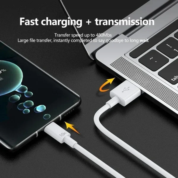 120W 10A Dual USB-C To Type C Super Fast Charging Data Cable For Samsung Huawei Xiaomi Quick Cord Transfer Wire 0.25m/1m/2m/3m - Image 3
