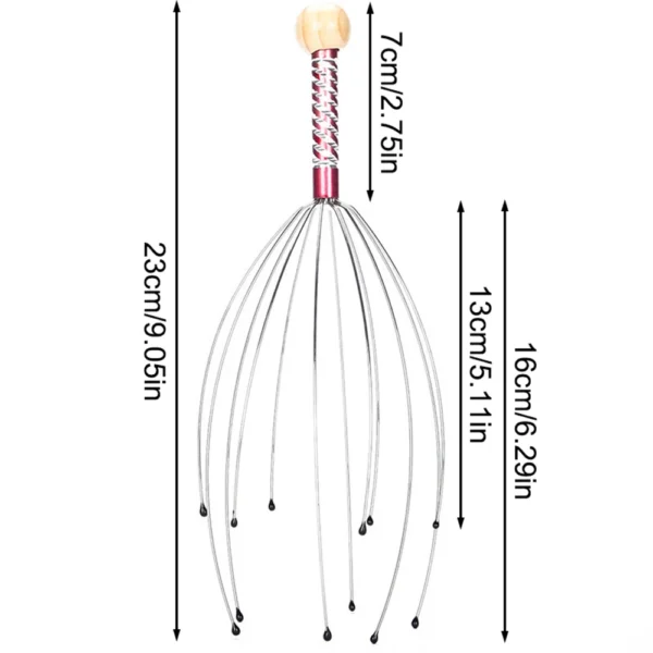 1PC Octopus Head Massager Stainless Steel Engraved Head Relaxer Brain Massage Claw Scalp Scratcher Itch Reliever Random Color - Image 5