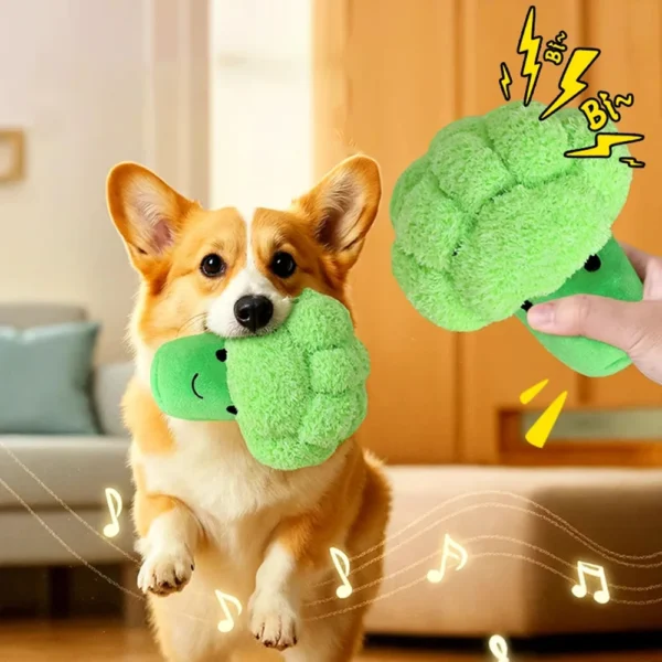 Plush Broccoli Dog Toy, Squeaky Chew Toy for Large Dogs & Corgis, Boredom Relief Companion Toy, Pet Molar Teething Supplies - Image 2