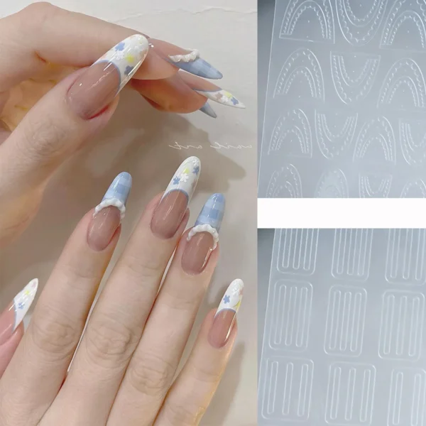 1pcs Hollow Lace Simple Fashion French Nail Stickers Self-Adhesive Slider Nail Art Decals Decoration DIY Nail Art Accessories - Image 2