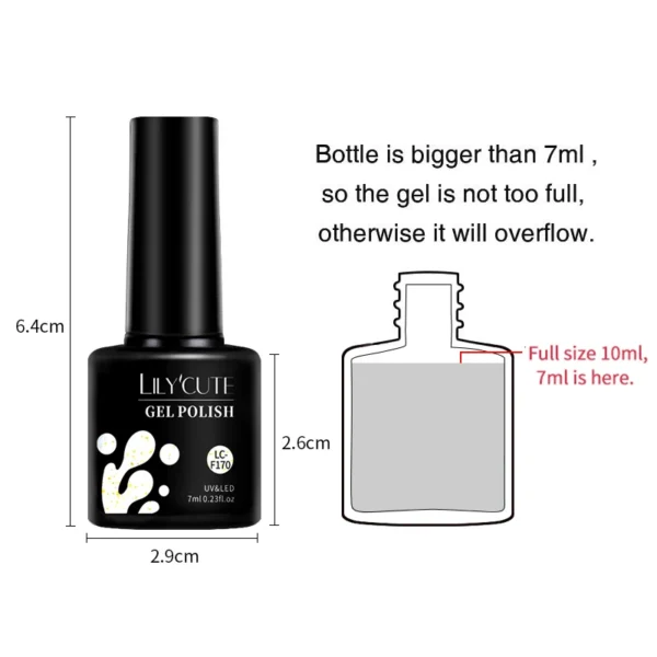 LILYCUTE 7ML Glitter Gel Nail Polish Sparkling Semi Permanent UV Gel Colorful Shinning Gel Varnish Nail Art Soak Off UV LED Gel - Image 5