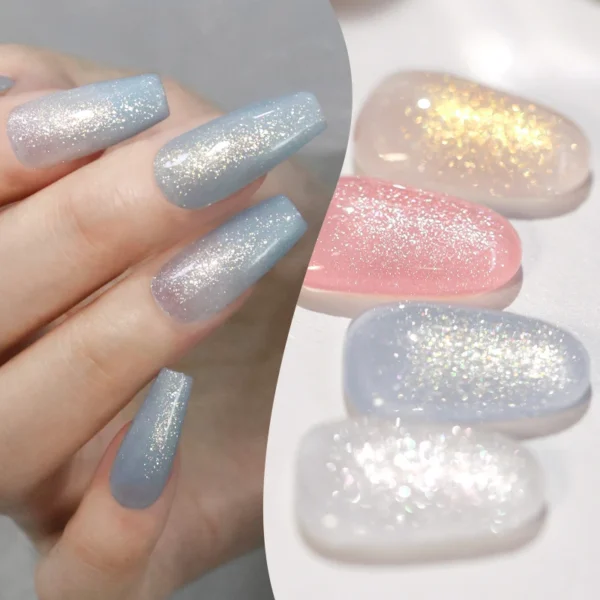 LILYCUTE 7ml Shiny Glitter Nail Gel Polish Pearl Shell Sparkling White UV LED Varnishes Soak Off Gel Manicure Decoration - Image 3