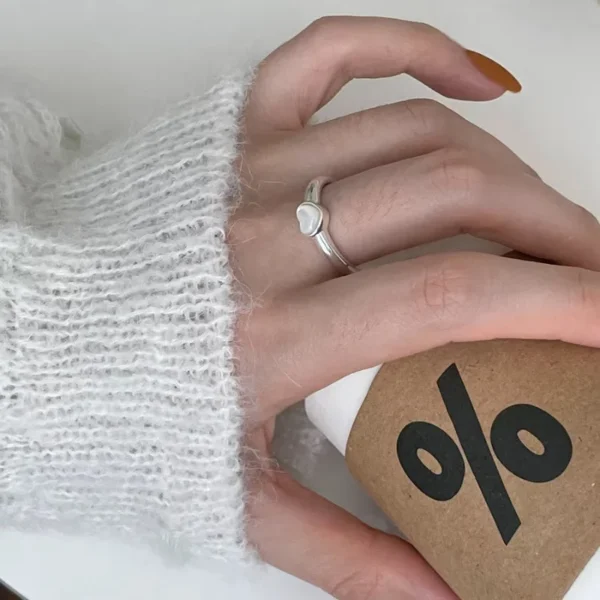 BF CLUB 925 Sterling Silver Ring For Women Jewelry Heart Stone Simple Open Vintage Handmade Ring Allergy For Party Birthday Gift - Image 3