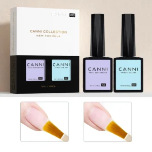 2pcs*9ml Hot Sale Diamond Tempered Top Base CANNI pH Bond Primer Dehydrator Pure Black Semi Permanent Nail Gel Polish Reinforce