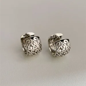 BF CLUB 925 Sterling Silver Earrings For Women Trendy Simple Retro Earring Jewelry Prevent Allergy Party Accessories